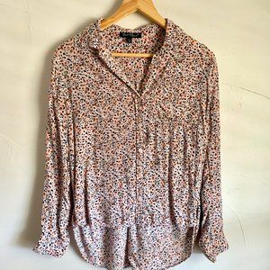 Velvet Heart Patterned High Low Button Up Shirt